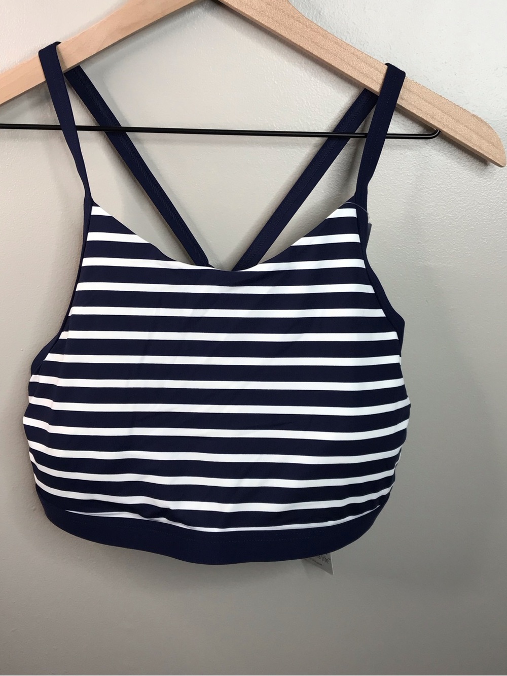 Lands' End Navy and White Striped Halter Swim Top NWT